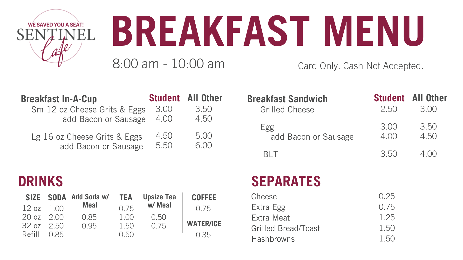 Breakfast Menu