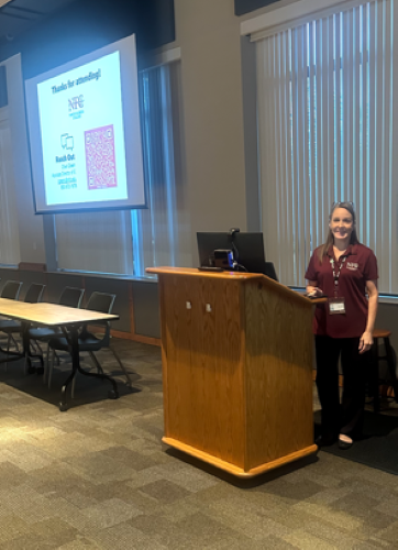 NFC Associate Director of Institutional Research Cheri Greene presents at FLBUG